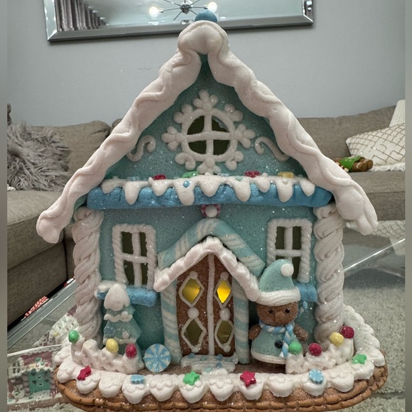 Other - Small Blue Christmas Clay Gingerbread House